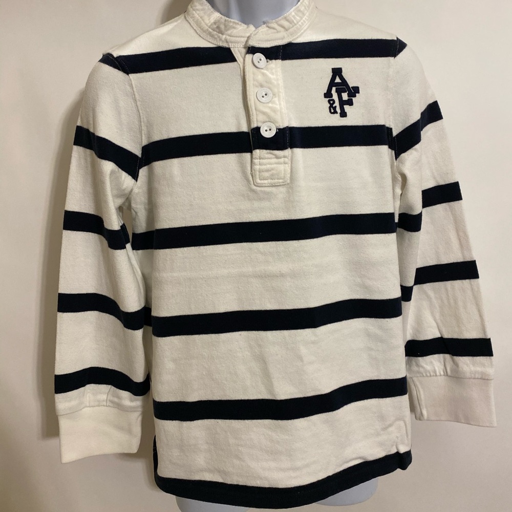 Abercrombie Kids shirt long sleeve blue white striped boys size XL